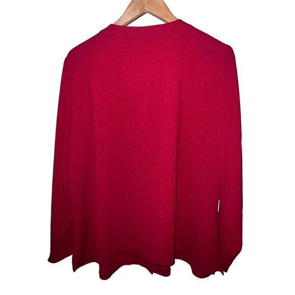 1X Red CARDIGAN Button Front Textured Stretch Poly Crepe 18W 20W Dialogue QVC - Picture 5 of 9